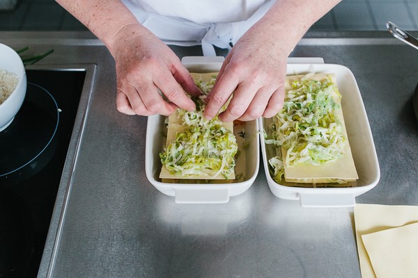 Lasagne met prei en zalm